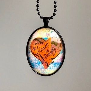 OOAK Heart is Fragile Handmade Necklace by JDS ART